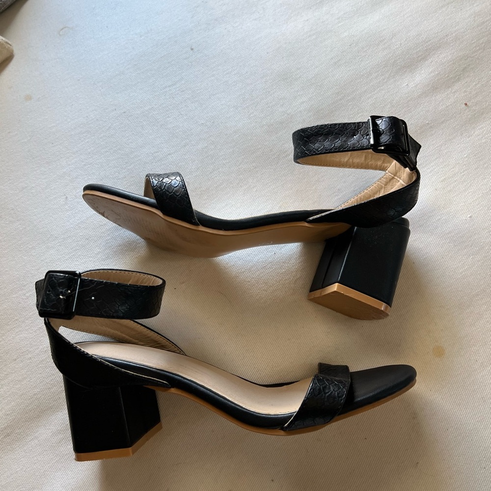 Black Block Heel Sandals